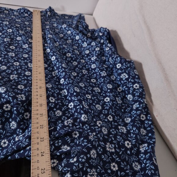 Lands End Womens Polo Shirt 3X Blue Floral Print Short Sleeve Golf Preppy Casual - Picture 5 of 13